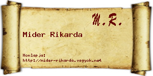 Mider Rikarda névjegykártya